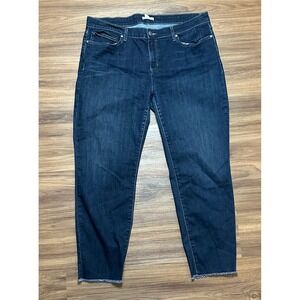 Eileen Fisher Petite Dark Wash Frayed Hem Skinny Jeans Sz 18P Organic Cotton